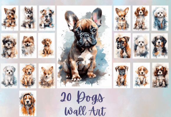 20 Watercolor Dogs Wall Art Jpg: Illustrations Review