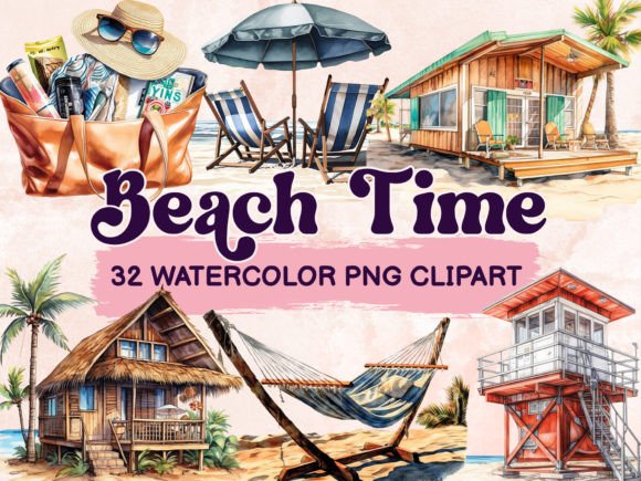 32 Watercolor Beach Summer Clipart Illustrations Review