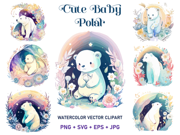 Cute Polar Bear Floral Watercolor Svg: Illustrations Review