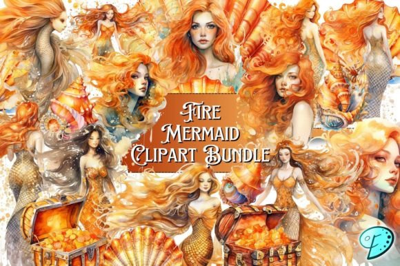 Fire Mermaids Watercolor Clipart Bundle: Illustrations Review