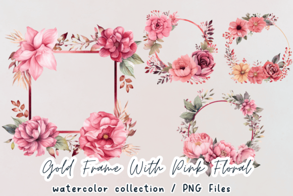 Frame with Pink Flower Watercolor Illustrations Review