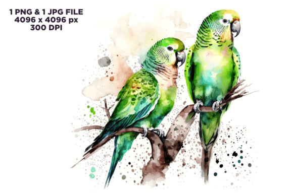 Green Parakeet Illustrations for Organic Branding