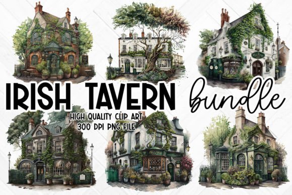 Irish Tavern Watercolor Clipart: Illustrations for Crafters