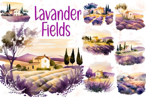 Lavender Fields Watercolor Clipart: Illustrations Review