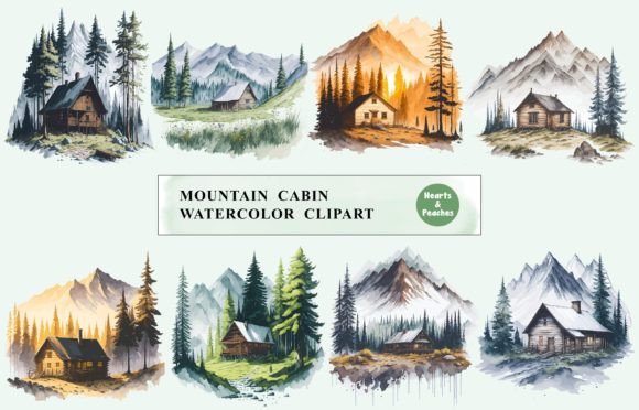 Mountain Cabin Illustrations for Local Branding