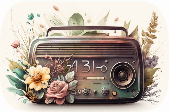 Retro Radio, Flowers, Watercolor 3 Illustrations Review