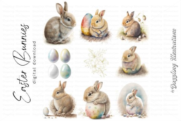 Reviewing Cute Watercolor Easter Rabbits Eggs