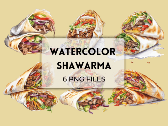 Shawarma Watercolor Clipart: Illustrations for Local Branding