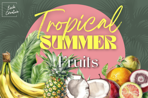 Tropical Summer Fruit Watercolor Bundle: Illustrations Review