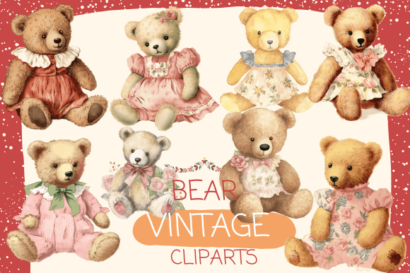 Vintage Teddy Bear Watercolor Cliparts: Illustrations Review