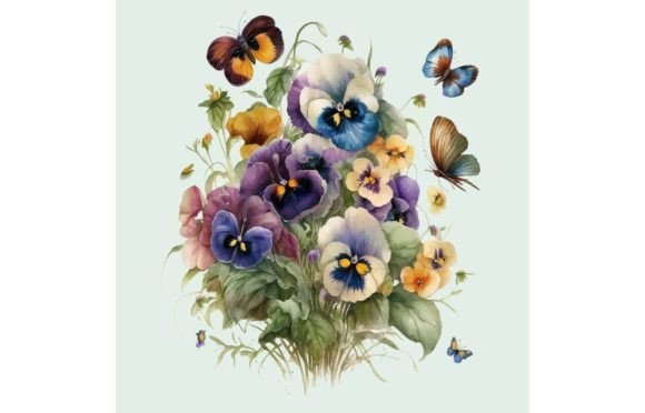 Watercolor Bouquet Pansy Flowers Illustrations Review