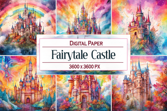 Watercolor Fairytale Castle Illustrations Review