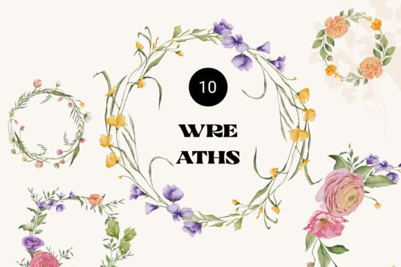Watercolor Floral Wreaths: Illustrations for Crafters