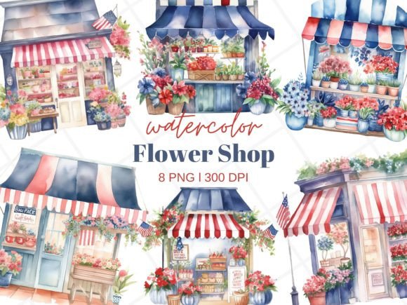 Watercolor Flower Shop Clipart: Illustrations for Crafters