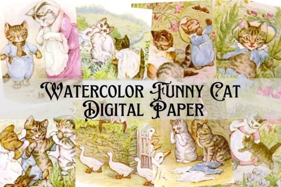 Watercolor Funny Cat Digital Paper: An Embroidery Review