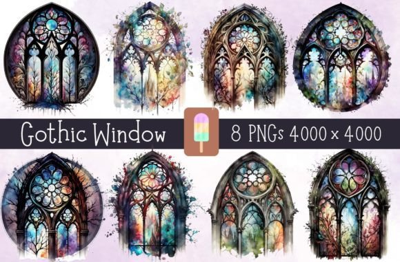 Watercolor Gothic Window Bundle Illustrations Review
