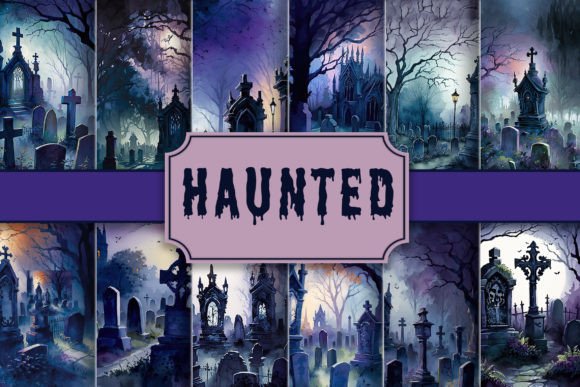 Watercolor Haunted Graveyard Illustrations Review