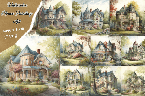 Watercolor House Painting Art: Editorial Illustrations