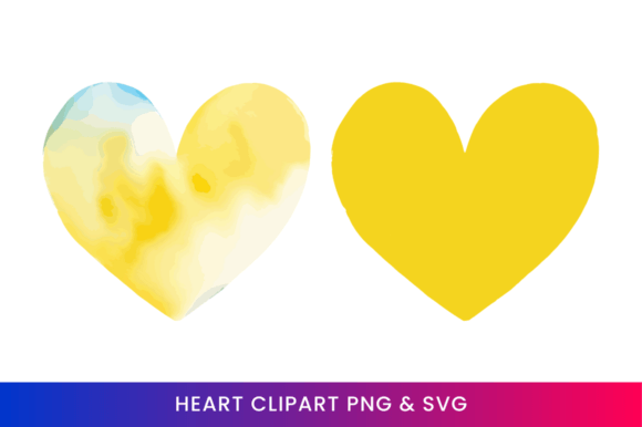 Yellow Heart Watercolor Clipart 05 in Illustrations